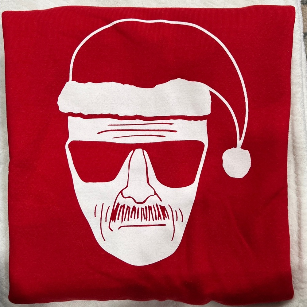Red Graphic T-Shirt with Santa Design Walter White Heisenberg